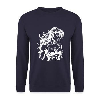 Fitness Woman Muscles Bodybuilding Gym - Unisex Sweatshirt - navy - Front - Alina (178cm) & Michal (187cm)