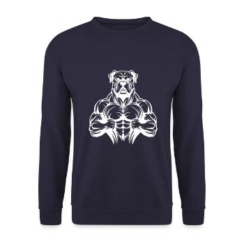 Hund Beast Bodybuilding Muskeln Gym - Unisex Pullover - Navy - Vorne - Alina (178cm) & Michal (187cm)