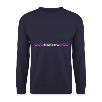 Bester Opa Herz Liebe - Unisex Pullover - Navy - Vorne - Alina (178cm) & Michal (187cm)