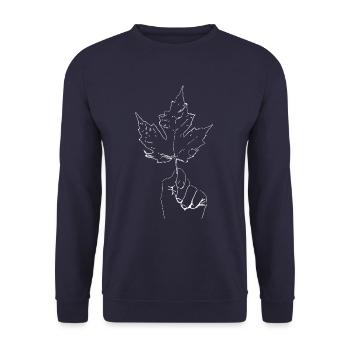 Feuille d'érable main - Sweat-shirt Unisexe - marine - Devant - Alina (178cm) & Michal (187cm)