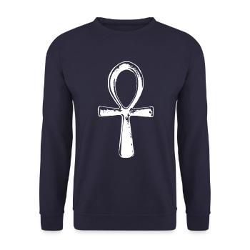 Egypt Ankh Cross - Unisex Sweatshirt - navy - Front - Alina (178cm) & Michal (187cm)