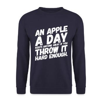 Lustige Coole Witzige Sprüche Apfel - Unisex Pullover - Navy - Vorne - Alina (178cm) & Michal (187cm)