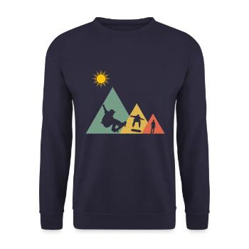 Skate Skater Skateboard Skaten Berg Sonne - Unisex Pullover - Navy - Vorne - Alina (178cm) & Michal (187cm)