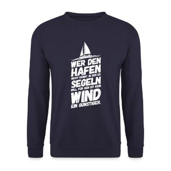 Segeln Segelboot Segelsport Segler Hafen - Unisex Pullover - Navy - Vorne - Alina (178cm) & Michal (187cm)