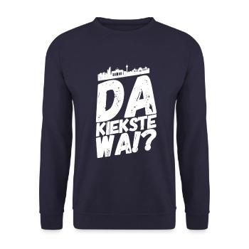 Berlin Berliner Lustige Sprüche Mundart Kiekste - Unisex Pullover - Navy - Vorne - Alina (178cm) & Michal (187cm)