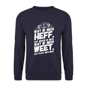Plattdeutsch Spruch Sprüche Norddeutschland Heff - Unisex Pullover - Navy - Vorne - Alina (178cm) & Michal (187cm)