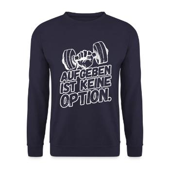 Fitness Workout Sport Sprüche Durchhalten - Unisex Pullover - Navy - Vorne - Alina (178cm) & Michal (187cm)