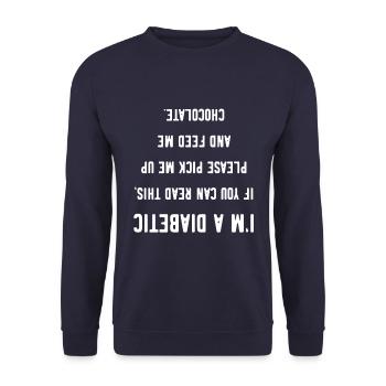 Diabète Diabétiques Drôles De chocolat - Sweat-shirt Unisexe - marine - Devant - Alina (178cm) & Michal (187cm)