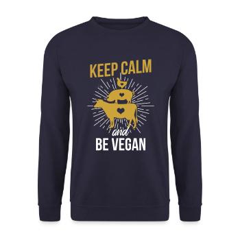 Vegan Vegan Vegan Rester tranquille - Sweat-shirt Unisexe - marine - Devant - Alina (178cm) & Michal (187cm)