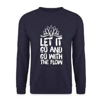 Yoga Meditation Spiritualität Flow Weiß - Unisex Pullover - Navy - Vorne - Alina (178cm) & Michal (187cm)