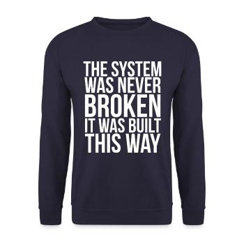 Anarchist Anarchismus Anarchie Sprüche System - Unisex Pullover - Navy - Vorne - Alina (178cm) & Michal (187cm)