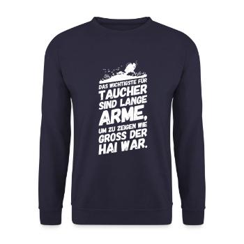 Taucher Tauchen Sporttaucher Sprüche Arme - Unisex Pullover - Navy - Vorne - Alina (178cm) & Michal (187cm)