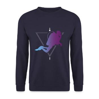 Divers diving scuba divers triangle purple - Unisex Sweatshirt - navy - Front - Alina (178cm) & Michal (187cm)
