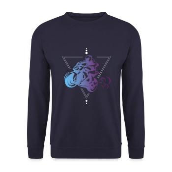 Motorbike motorcyclist purple abstract - Unisex Sweatshirt - navy - Front - Alina (178cm) & Michal (187cm)