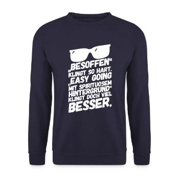 Besoffen Sauen Lustiger Spruch - Unisex Pullover - Navy - Vorne - Alina (178cm) & Michal (187cm)