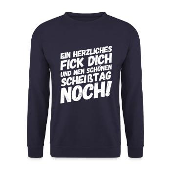 Lustige Sprüche Fick Dich - Unisex Pullover - Navy - Vorne - Alina (178cm) & Michal (187cm)
