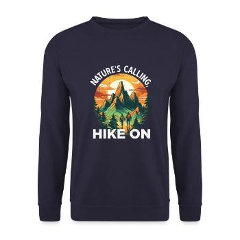 Nature's Calling Hike On Calling Hiking adventure - Unisex Sweatshirt - navy - Front - Alina (178cm) & Michal (187cm)