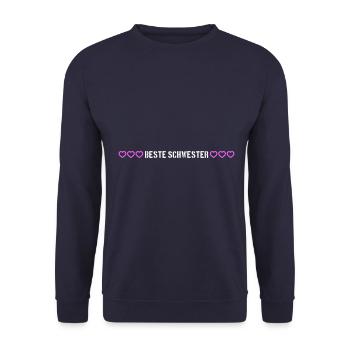 Beste Schwester Herz Liebe - Unisex Pullover - Navy - Vorne - Alina (178cm) & Michal (187cm)