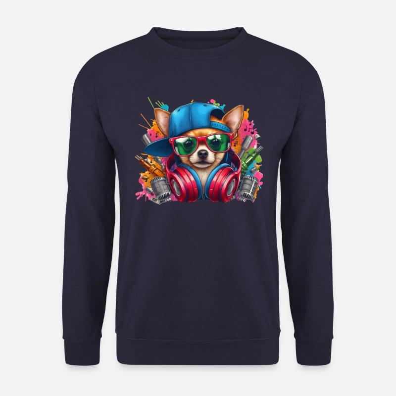 CHIHUAHUA TRÄGT SONNENBRILLE - Unisex Pullover - Navy