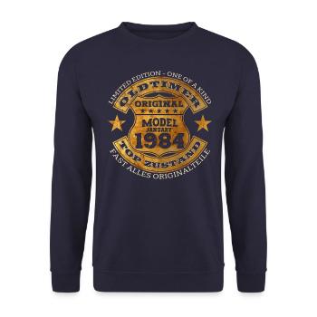 40th Birthday Vintage January Vintage 1984 - Unisex Sweatshirt - navy - Front - Alina (178cm) & Michal (187cm)
