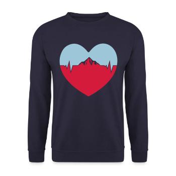 j'aime les montagnes coeur pulsé - Sweat-shirt Unisexe - marine - Devant - Alina (178cm) & Michal (187cm)