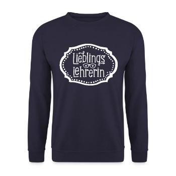 Lieblingslehrerin Geschenk für eine Lehrerin - Unisex Pullover - Navy - Vorne - Alina (178cm) & Michal (187cm)