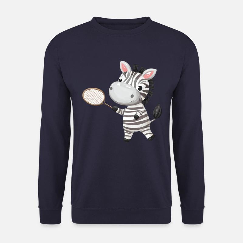 Zebra spielt Tennis und Badminton, Sportliches Tie - Unisex Pullover - Navy