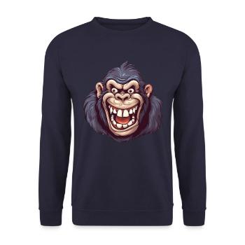 Angry Gorilla Scream - Kawaii Primate Design - Unisex Sweatshirt - navy - Front - Alina (178cm) & Michal (187cm)