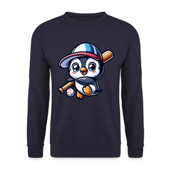 pinguin baseball baseballspieler süß comic cartoon - Unisex Pullover - Navy - Vorne - Alina (178cm) & Michal (187cm)