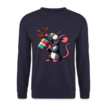 Souris avec un choc caféique au café - Sweat-shirt Unisexe - marine - Devant - Alina (178cm) & Michal (187cm)