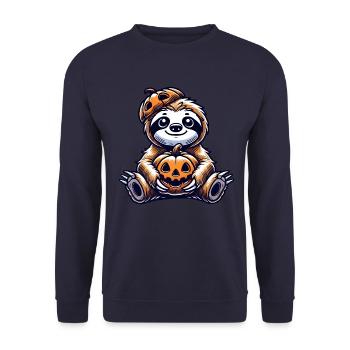 Mignon fantaisiste Halloween paresseux citrouille dessin animé - Sweat-shirt Unisexe - marine - Devant - Alina (178cm) & Michal (187cm)