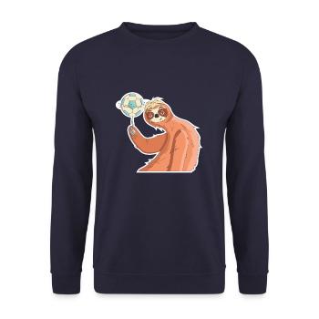 Faultier WM Fußball Weltmeisterschaft Geschenk - Unisex Pullover - Navy - Vorne - Alina (178cm) & Michal (187cm)