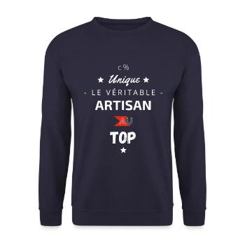Le véritable Artisan au top - Sweat-shirt Unisexe - marine - Devant - Alina (178cm) & Michal (187cm)
