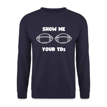 American Football Funshirt für Footballfans - Unisex Pullover - Navy - Vorne - Alina (178cm) & Michal (187cm)