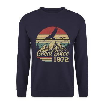 Vintage 1972 Cadeau D’anniversaire 1972 Retro 1972 - Sweat-shirt Unisexe - marine - Devant - Alina (178cm) & Michal (187cm)