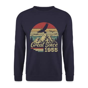 Vintage 1955 Cadeau D’anniversaire 1955 Retro 1955 - Sweat-shirt Unisexe - marine - Devant - Alina (178cm) & Michal (187cm)