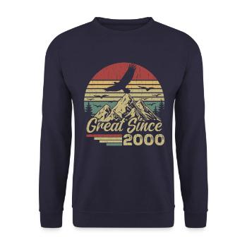 Vintage 2000 Cadeau D’anniversaire 2000 Retro 2000 - Sweat-shirt Unisexe - marine - Devant - Alina (178cm) & Michal (187cm)