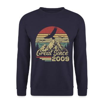 Vintage 2009 Retro 2009 Birthday Gift - Unisex Sweatshirt - navy - Front - Alina (178cm) & Michal (187cm)