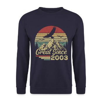 Vintage 2003 Cadeau D’anniversaire 2003 Retro 2003 - Sweat-shirt Unisexe - marine - Devant - Alina (178cm) & Michal (187cm)