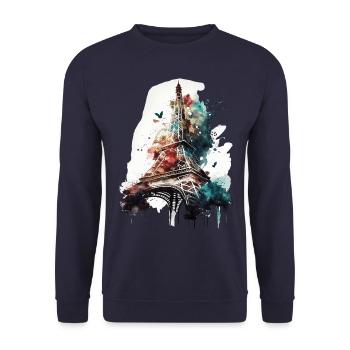Eiffel tower - Unisex Sweatshirt - navy - Front - Alina (178cm) & Michal (187cm)