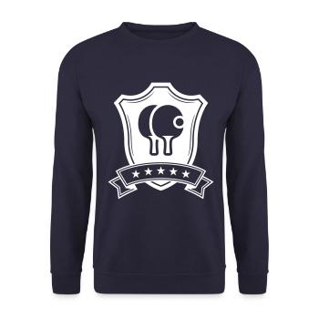 Tischtennis Ping pong Wappen - Unisex Pullover - Navy - Vorne - Alina (178cm) & Michal (187cm)