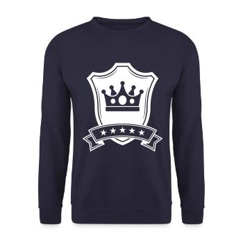 Krone Royal Wappen - Unisex Pullover - Navy - Vorne - Alina (178cm) & Michal (187cm)