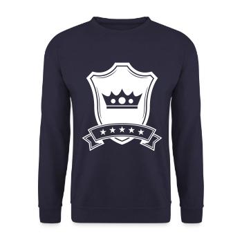 Krone Wappen - Unisex Pullover - Navy - Vorne - Alina (178cm) & Michal (187cm)