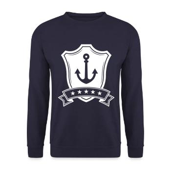 Anker Wappen - Unisex Pullover - Navy - Vorne - Alina (178cm) & Michal (187cm)