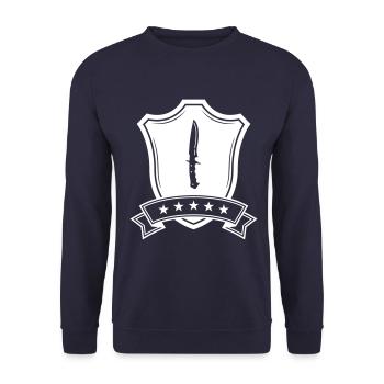 Messer Wappen - Unisex Pullover - Navy - Vorne - Alina (178cm) & Michal (187cm)