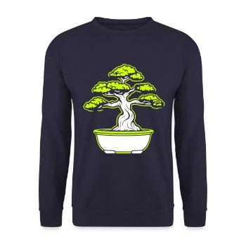Bonsai Tree Symbol - Unisex Sweatshirt - navy - Front - Alina (178cm) & Michal (187cm)