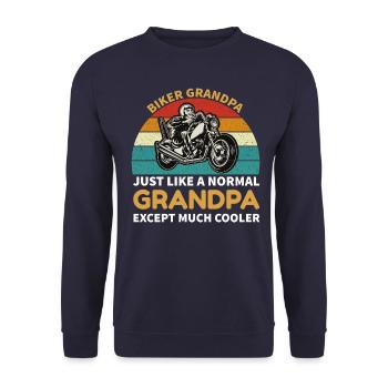 Rinnass Grandpa Grandpa Biker Moto Cadeau - Sweat-shirt Unisexe - marine - Devant - Alina (178cm) & Michal (187cm)