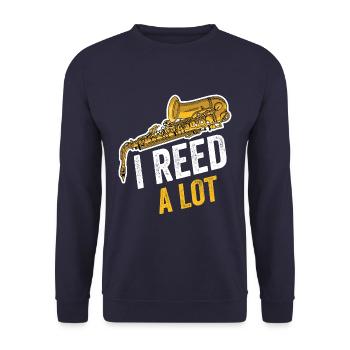 I Reed Beaucoup drôle saxophoniste saxophoniste - Sweat-shirt Unisexe - marine - Devant - Alina (178cm) & Michal (187cm)