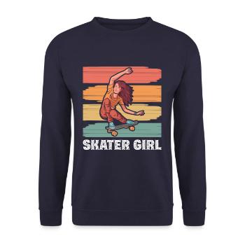 Skater Girl Skateboarding - Unisex Sweatshirt - navy - Front - Alina (178cm) & Michal (187cm)