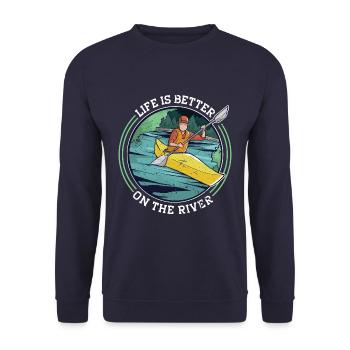 Life Is Better On A River Rowing Kayak Canoe - Unisex Sweatshirt - navy - Front - Alina (178cm) & Michal (187cm)